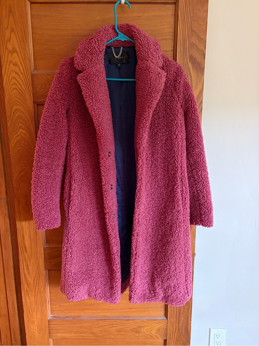 J. Crew Rose-Mauve Teddy Coat